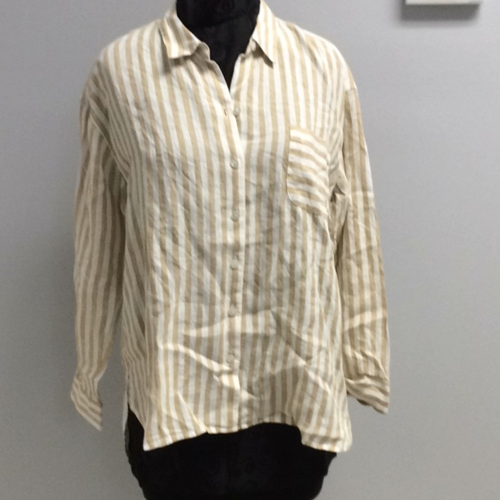 J.Jill “Love Linen” striped long sleeve
